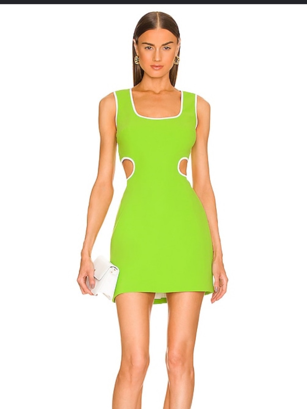 Amanda Uprichard Neon Green Cutout Mini Dress